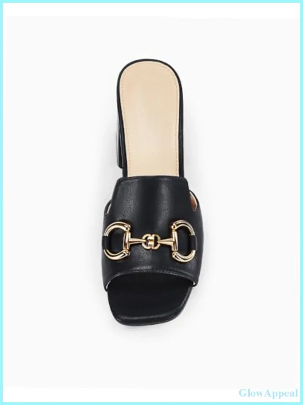 Women's Chunky Heel Mules Peep Toe Slide Sandals Metal Chain Slip On Comfort